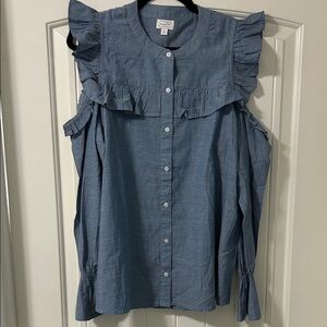Mud Pie Blue Ruffle Blouse